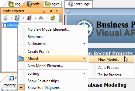 Select New Model in pop-up menu