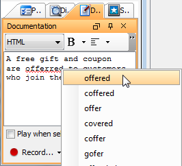 Select a correct word from the pop-up menu