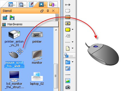 Drag a stencil on the diagram pane