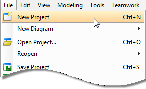 Create a new project from the main menu