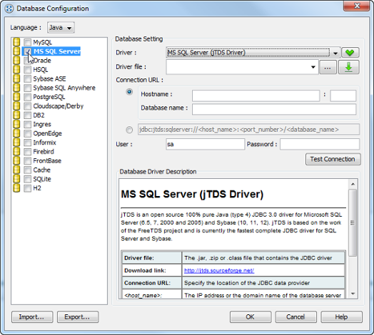 Select database