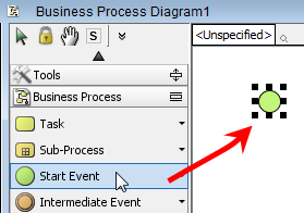 Click a start event on the diagram pane
