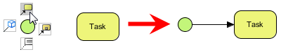 Press a resource icon to connect shapes
