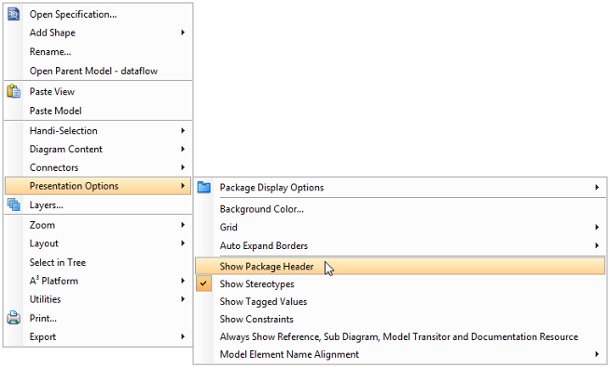 Show/ hide package header