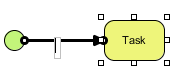 Two shapes are linked