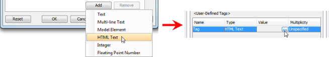 Add HTML text