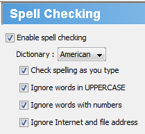 Check other options of spell checking