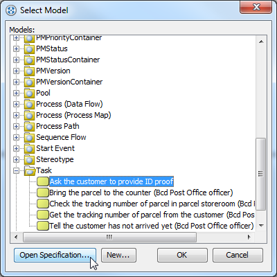 Select a model element