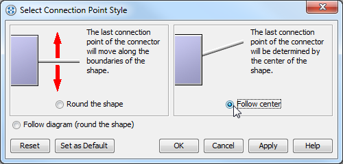 Choose Follow center option