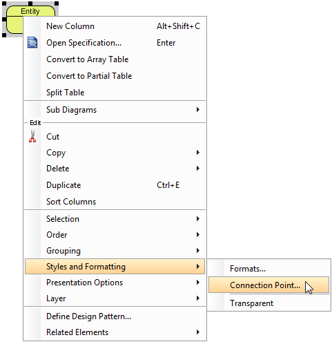 Open Select Connection Point Style dialog box