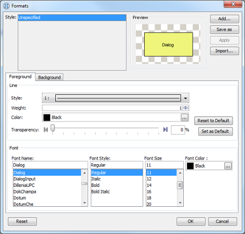 Formats dialog box