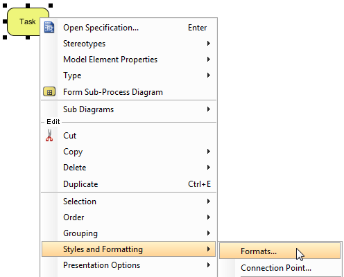 Select Formats... from the pop-up menu