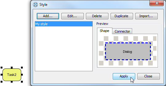Apply style to selected shape
