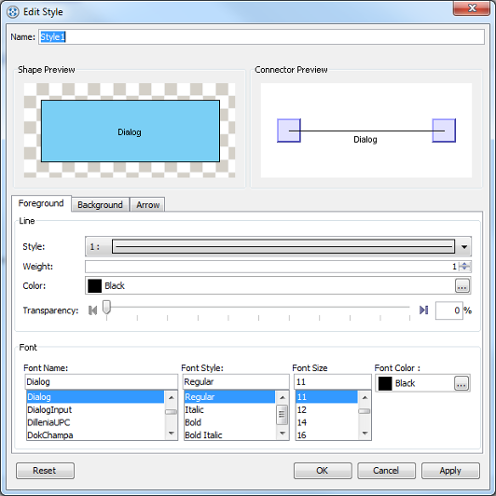 Edit Style dialog box