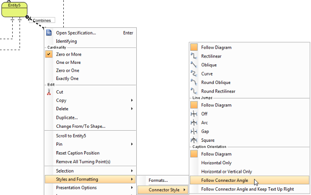 Change caption orientation to Follow Connector Angle