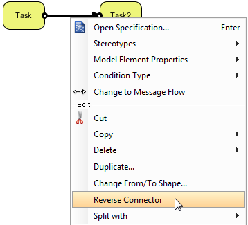 Select Reverse Connector from the pop-up menu