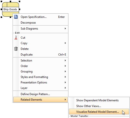 Select Visual Related Model Element...