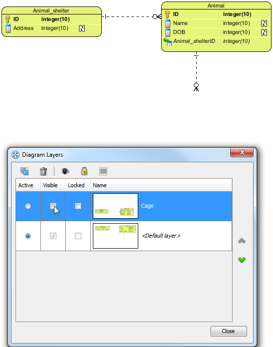 Shapes on the layers are invisible on diagram