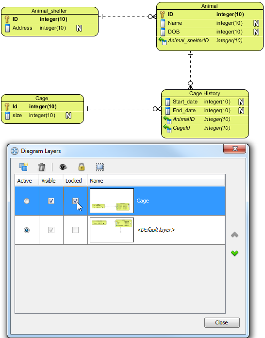 Shapes on the selected layer are locked