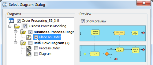 Select an existing diagram