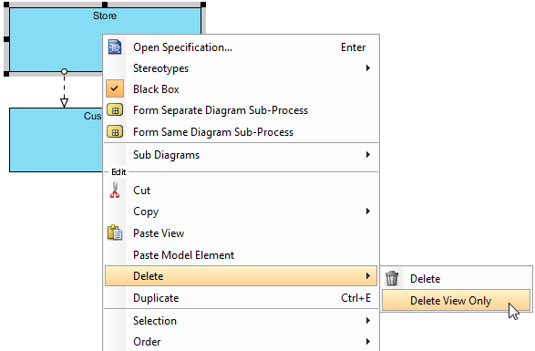 Delete only views of element, not model elements