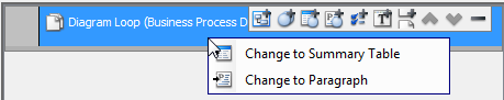 To convert a diagram loop to diagram summary table/paragraph