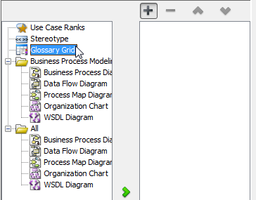 Choosing to include glossary grid in template