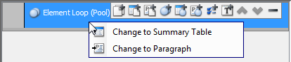 To convert an element loop to element summary table/paragraph
