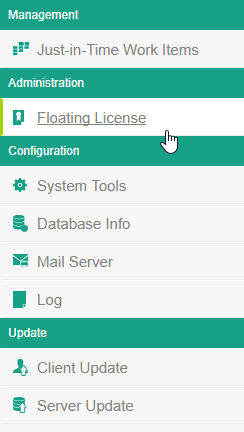 Selecting the Floating License menu