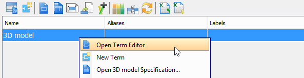 Click Open Term Editor from the pop-up menu