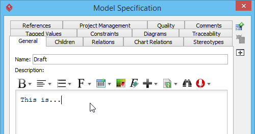 Filling in model specification