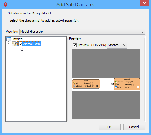 Check a diagram in Add Sub Diagrams window
