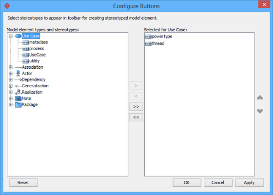Configure buttons in diagram toolbar