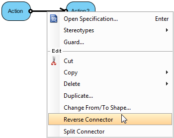 Select Reverse Connector from the pop-up menu