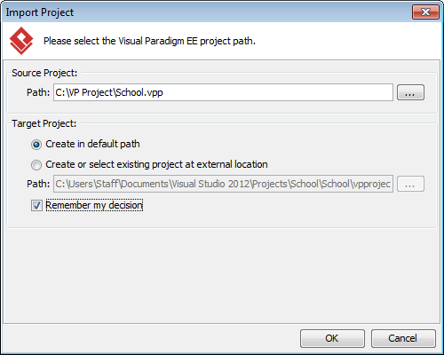 Import an existing .vpp project file