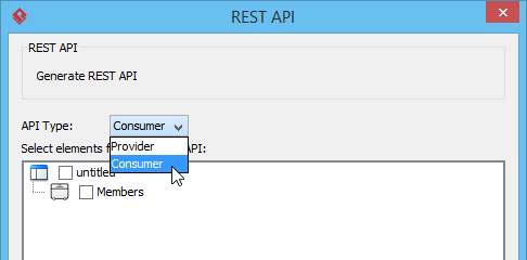 Select Consumer to be API Type