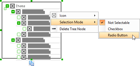 Adjusting the selection mode for all tree node