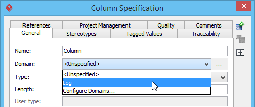 Selecting an column domain