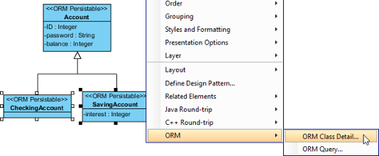 To edit ORM class detail