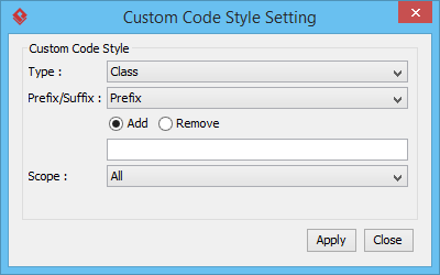 Custom code style setting