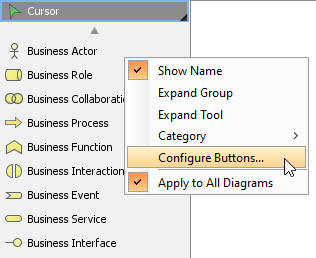 To configure diagram toolbar's buttons