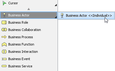 To create an specialized ArchiMate Actor from diagram toolbar