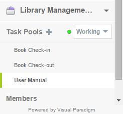 "Working" Task Pools listed under Left Pane