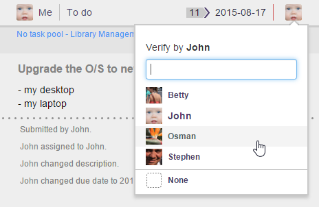 Select a team member to verify your work