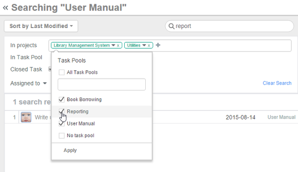 Search Task Pools