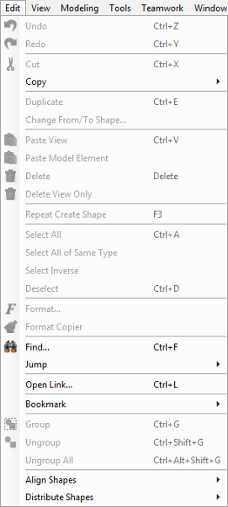 The Edit menu