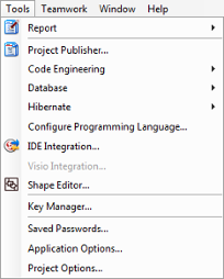 The Tools menu