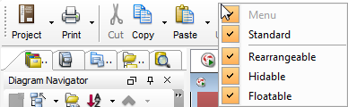 Show or hide Standard toolbar