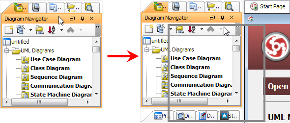 A frame can be dragged out and dock to elsewhere