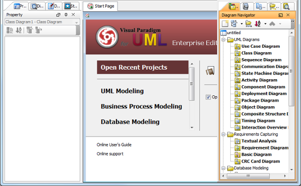 A frame docked to the right of application screen